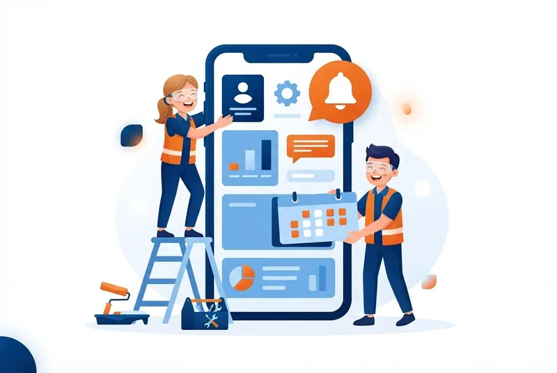 A team assembling a school app screen with alerts and calendars